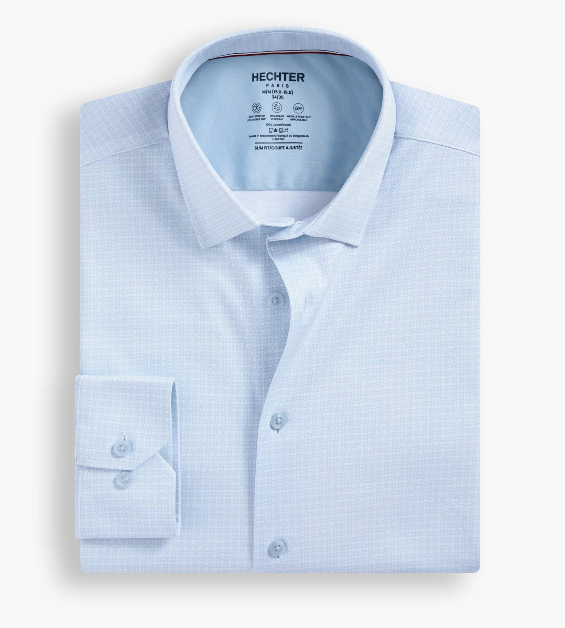 Slim Fit 360° Stretch Soft Touch Geo Print Jersey Dress Shirt