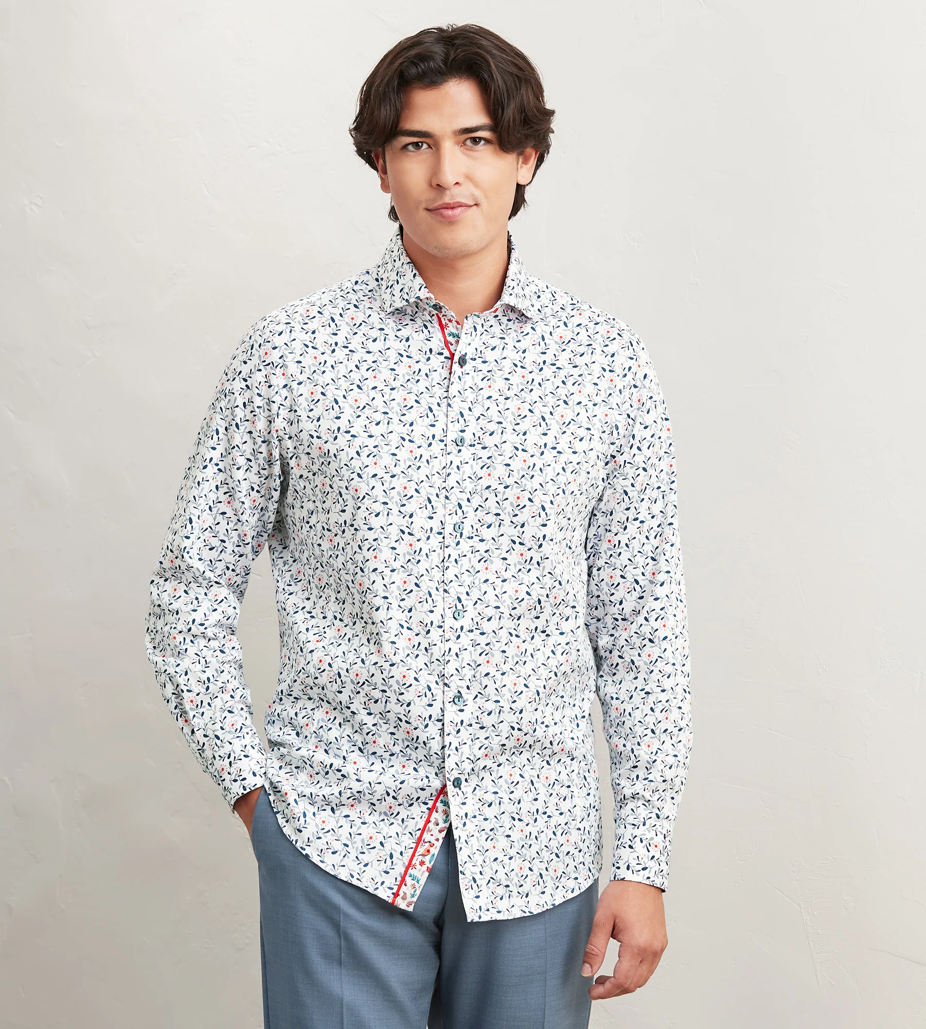 Modern Fit Long Sleeve Printed Casual Shirt