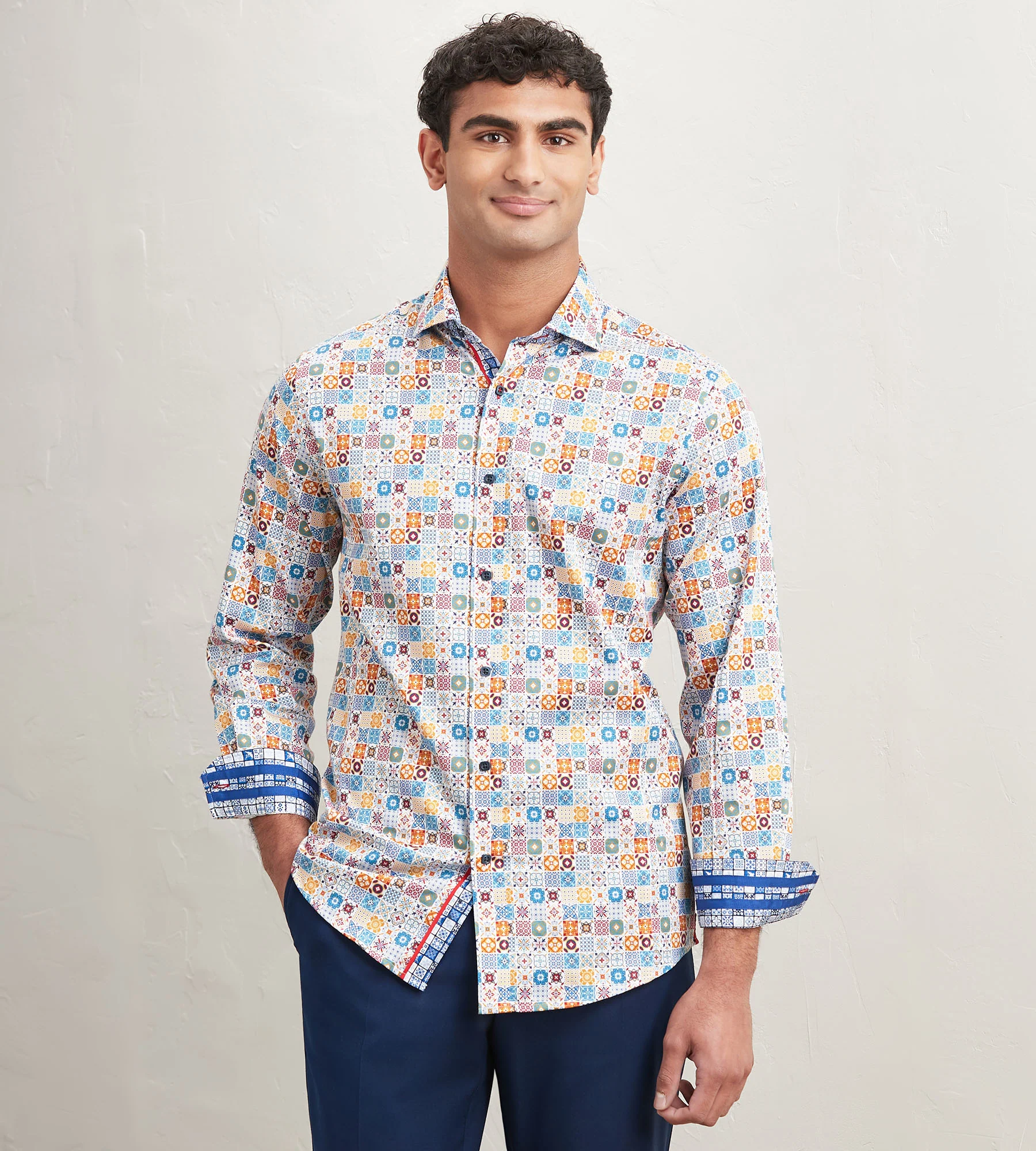 Modern Fit Long Sleeve Printed Casual Shirt
