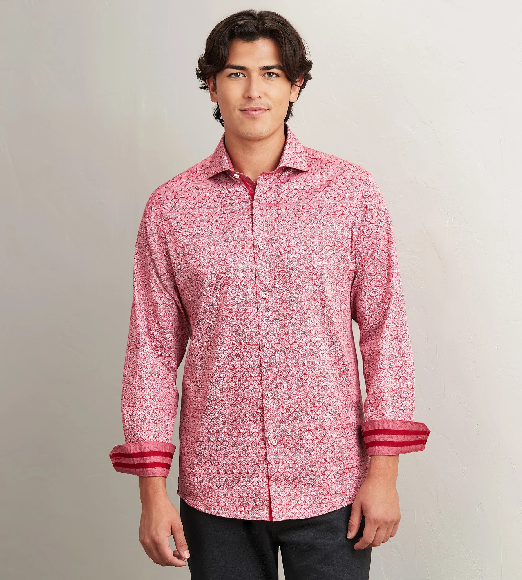 Modern Fit Long Sleeve Printed Casual Shirt