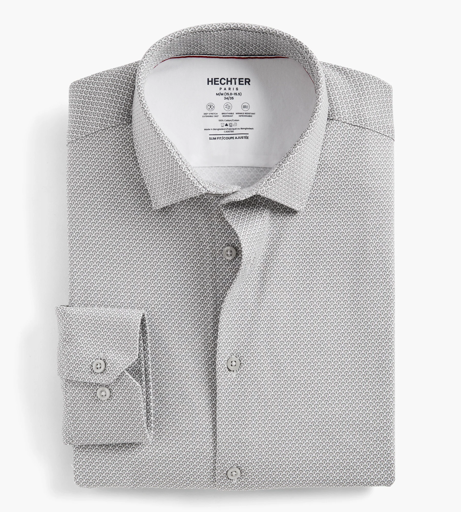 Slim Fit 360 Stretch Knit Non-Iron Soft Touch Geo Print Jersey Dress Shirt
