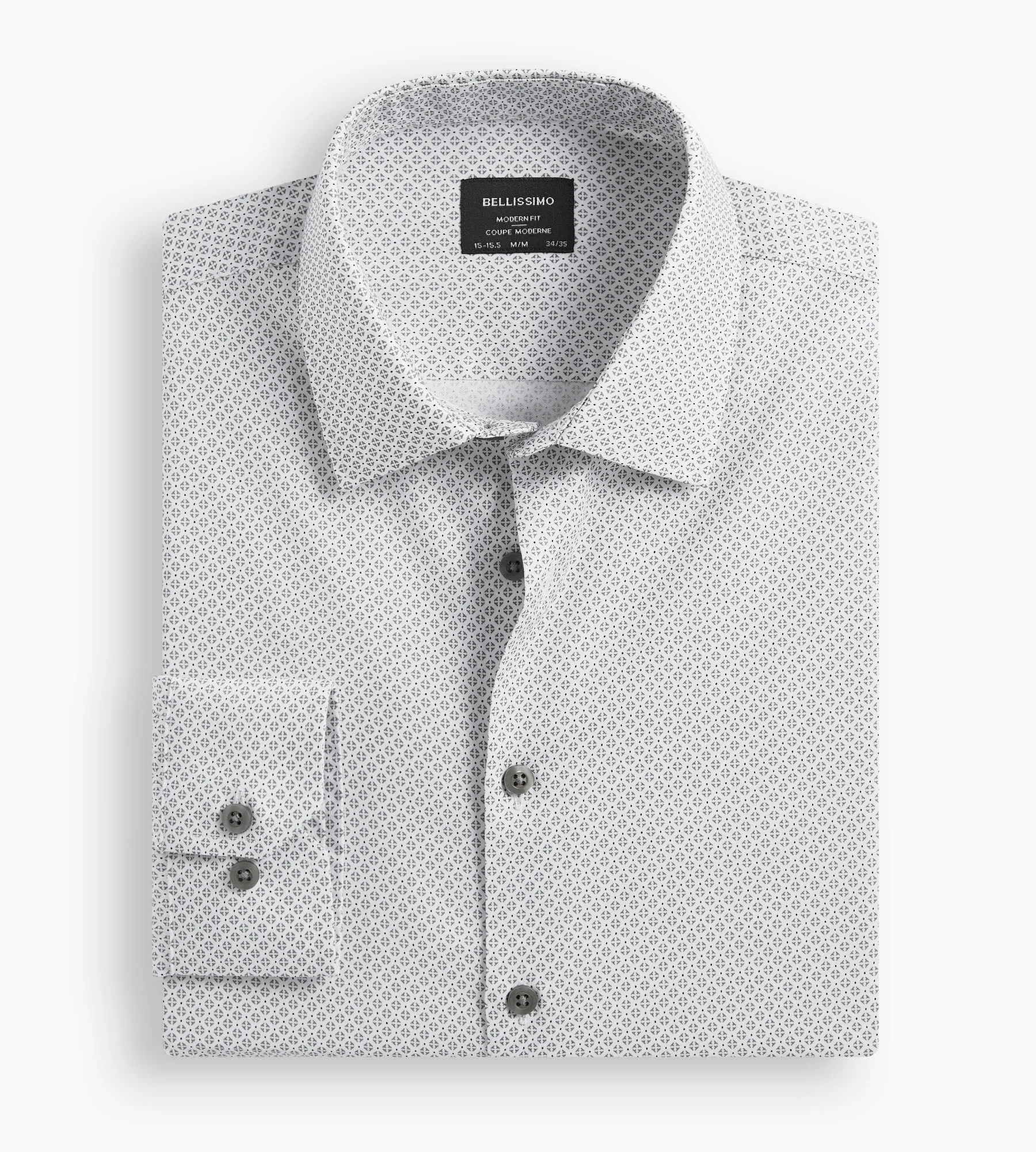 Modern Fit Non-Iron Printed Sateen Dress Shirt