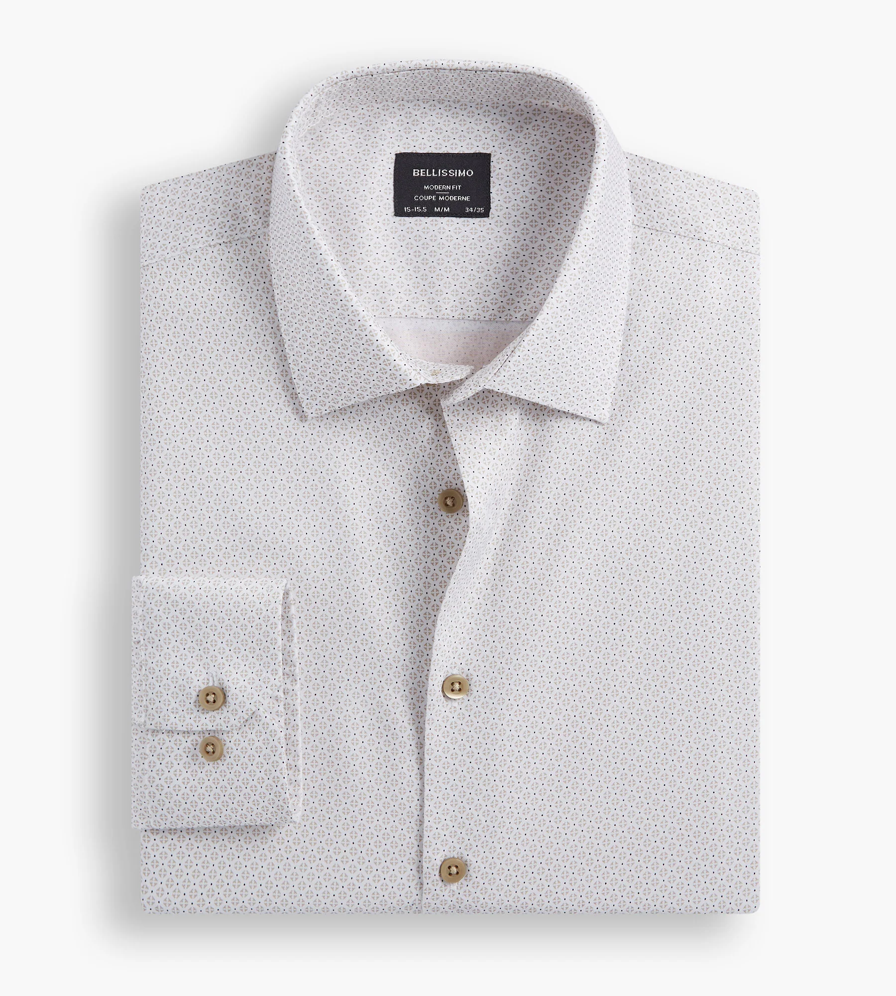 Modern Fit Non-Iron Printed Sateen Dress Shirt