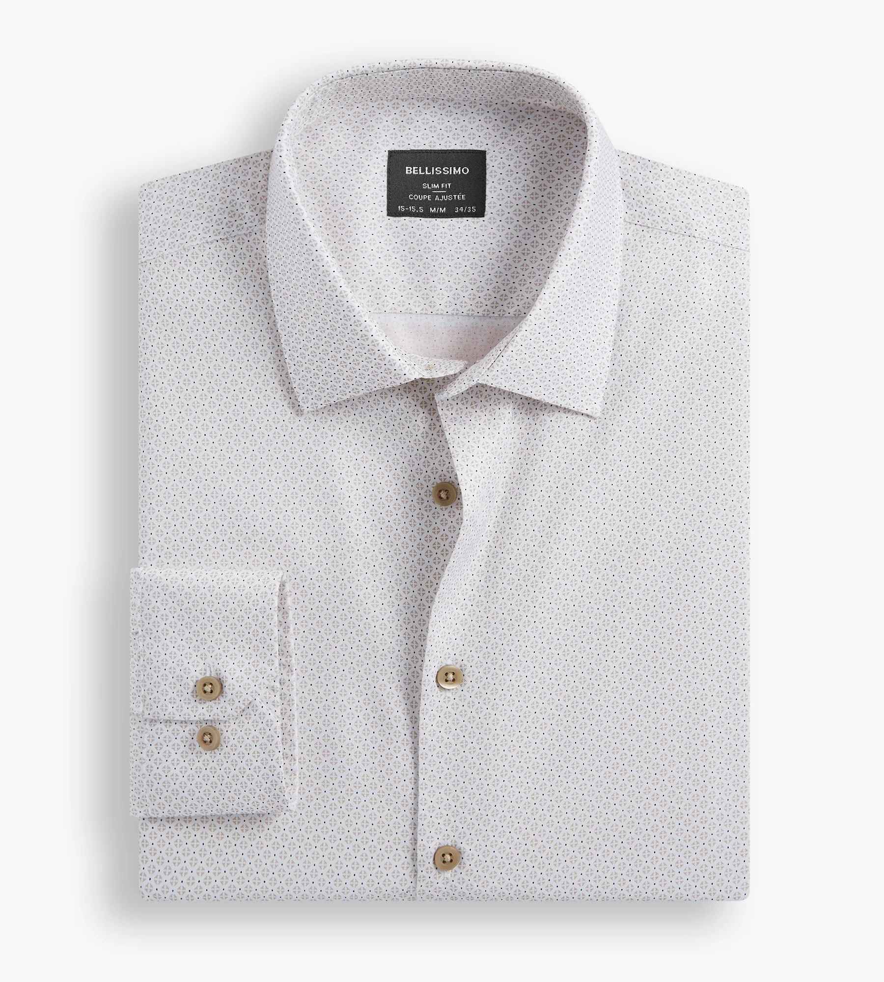 Slim Fit Non-Iron Printed Sateen Dress Shirt
