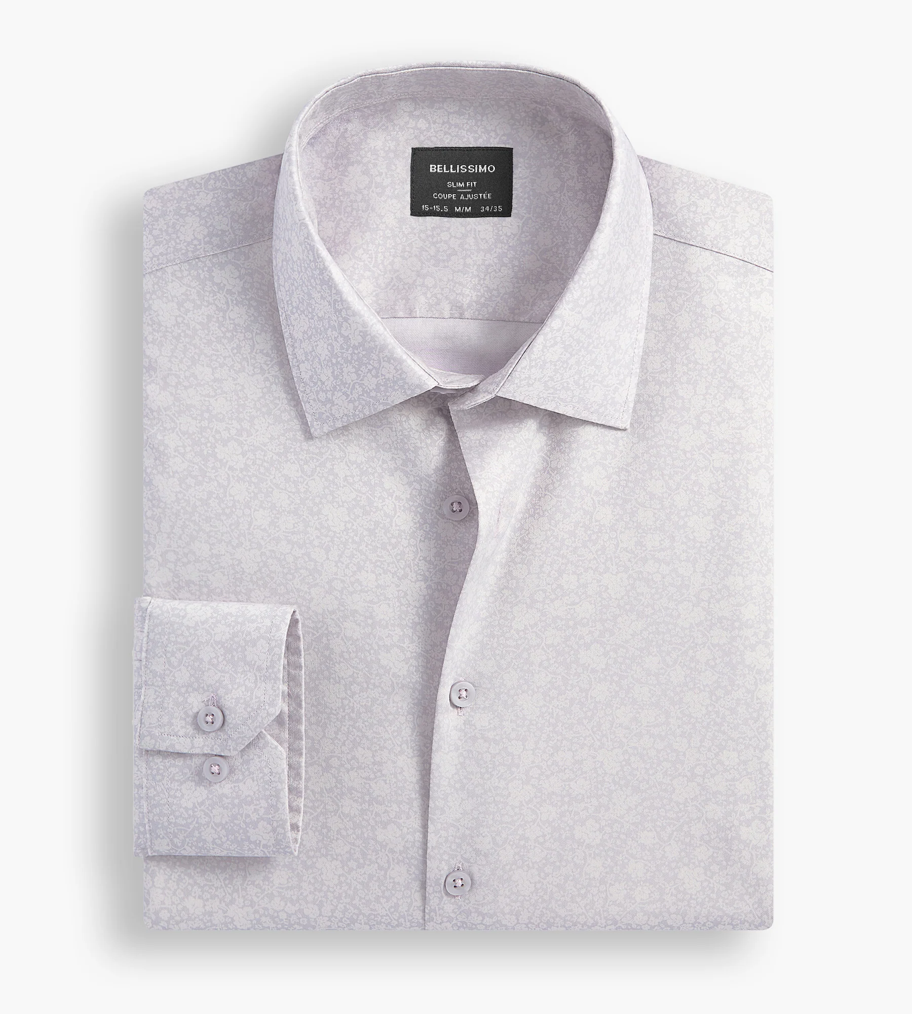 Slim Fit Non-Iron Printed Sateen Dress Shirt