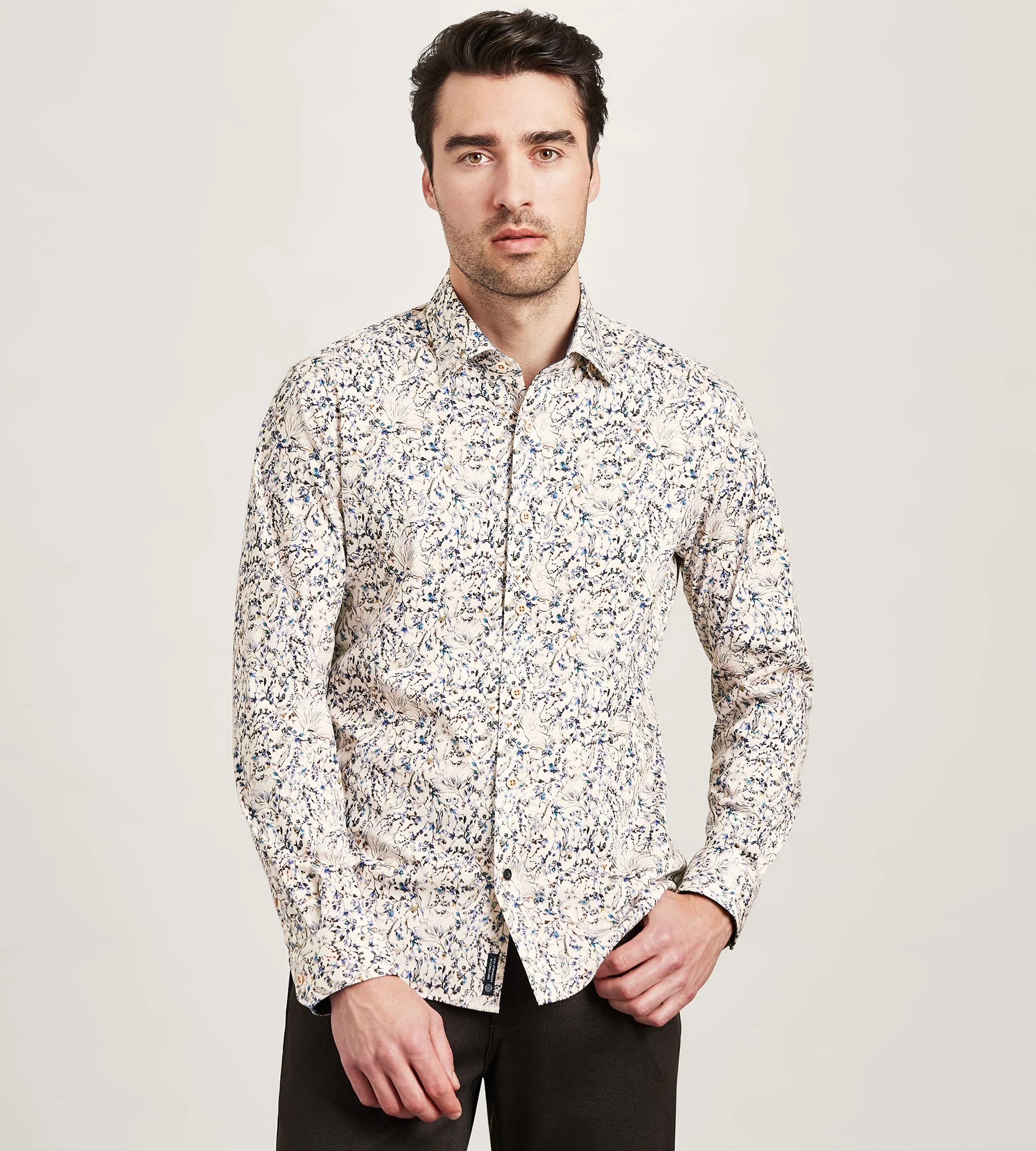Long Sleeve 360 Stretch Geo Print Sport Shirt