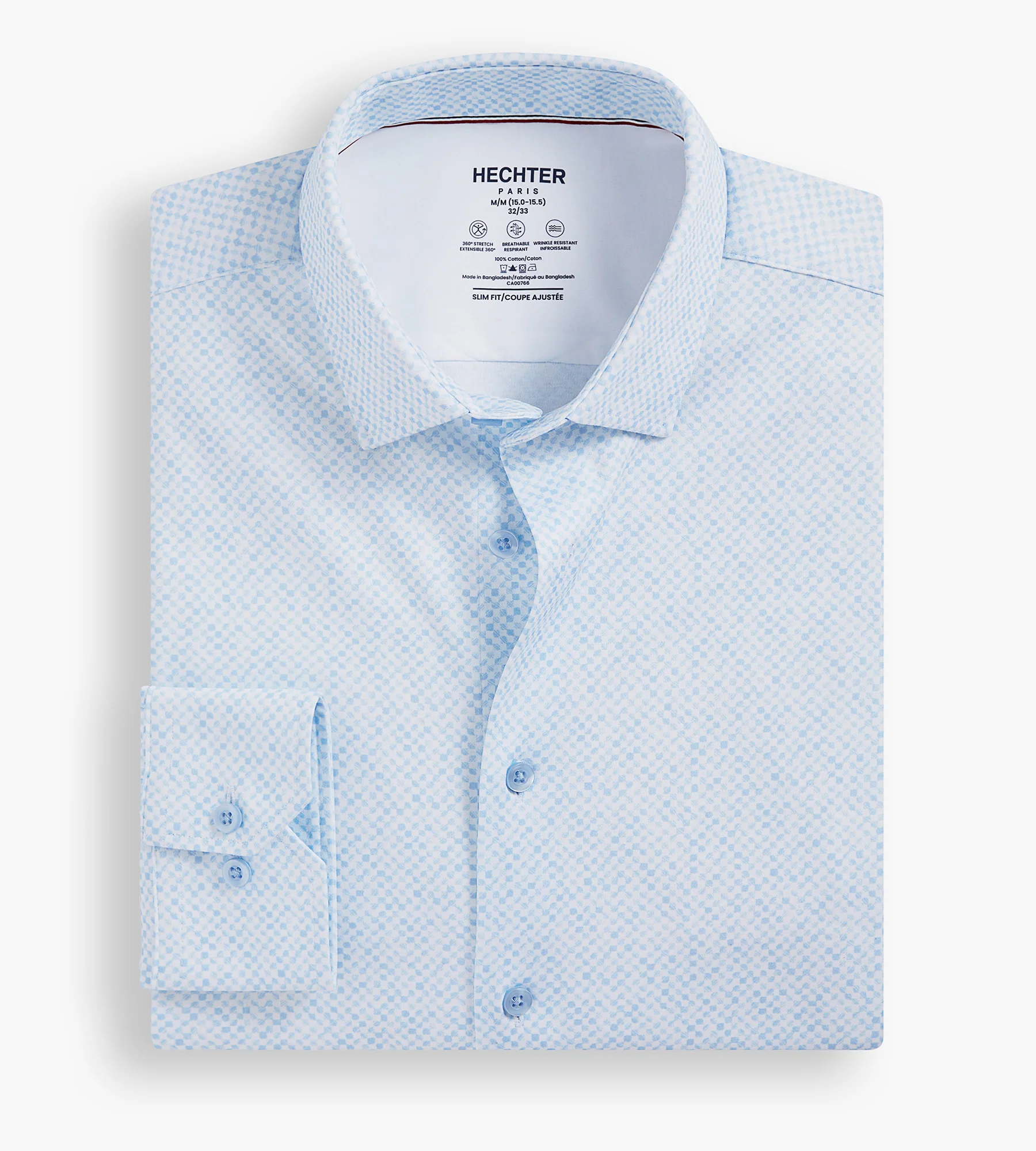 Slim Fit 360° Stretch Soft Touch Geo Print Jersey Dress Shirt