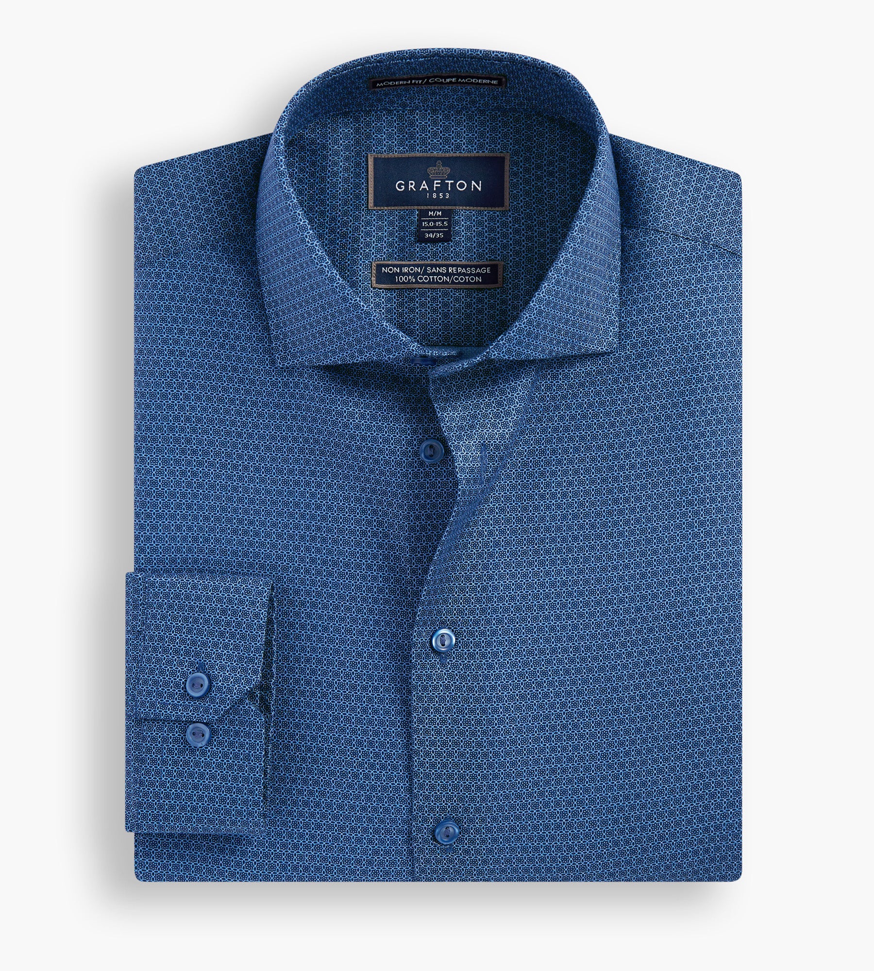 Modern Fit Geo Print Non-Iron Dress Shirt