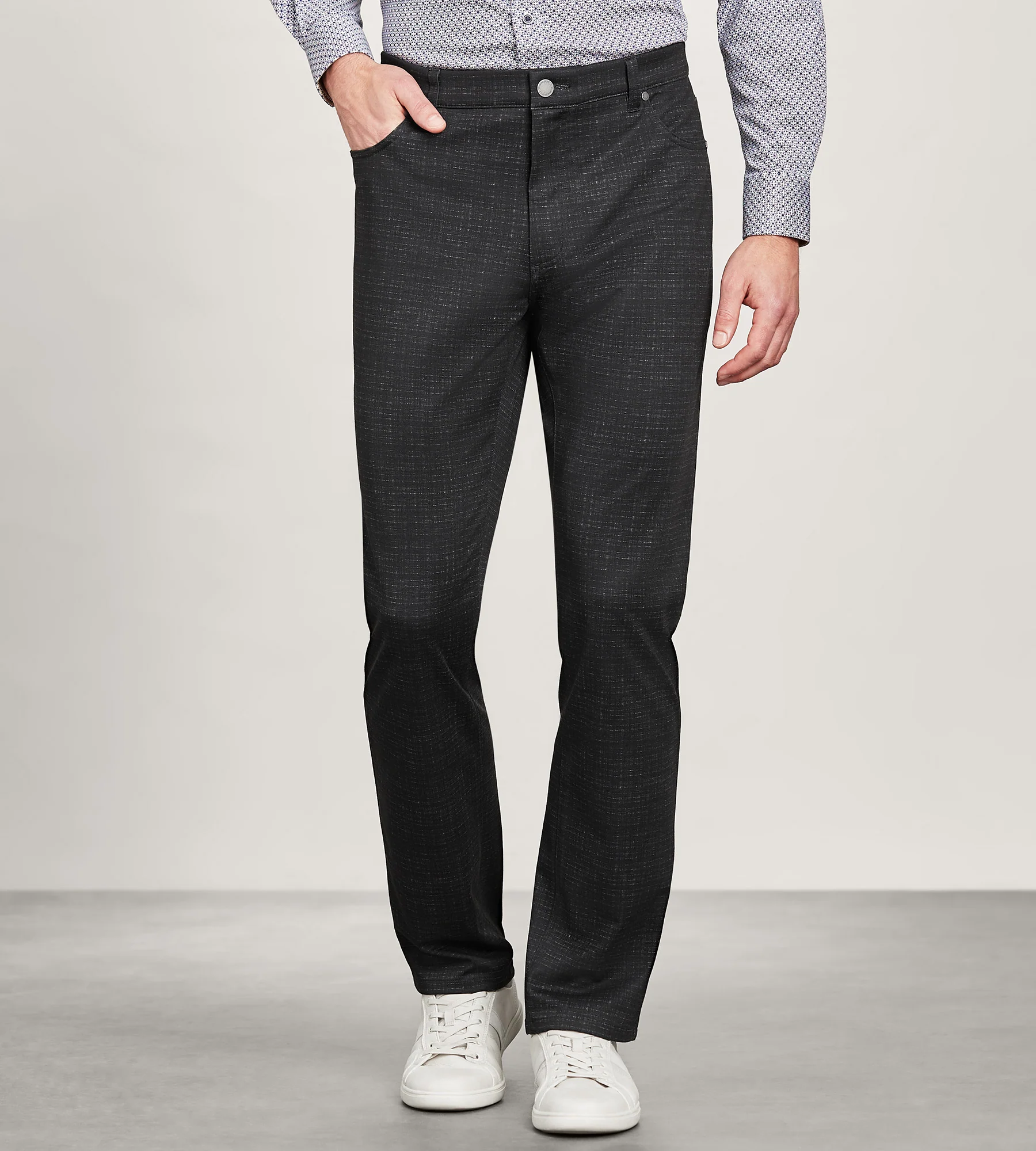 Modern Fit 4-way Stretch 5-Pocket Shadow Check Casual Pant