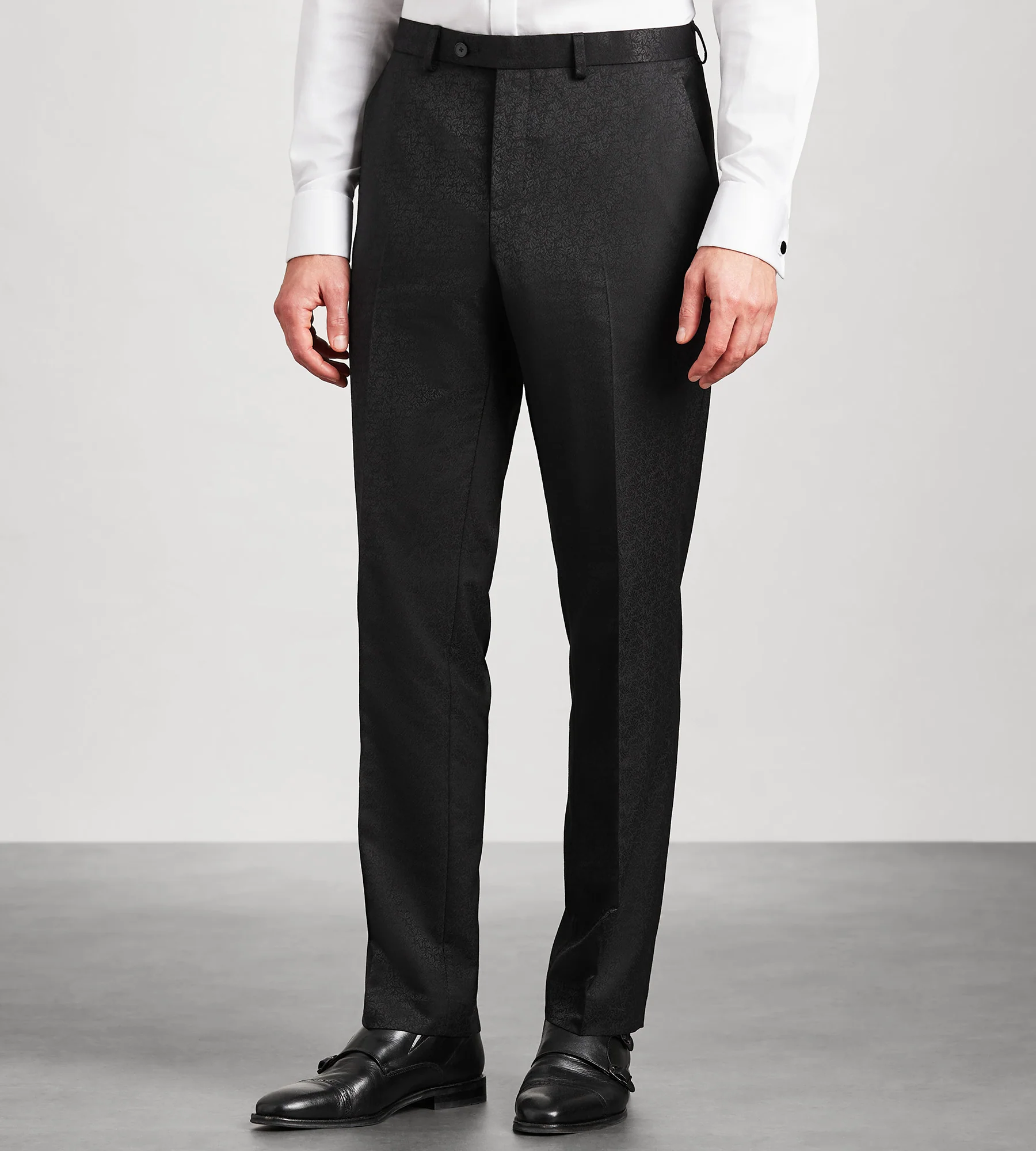 Modern Fit Black Jacquard Tuxedo Pants