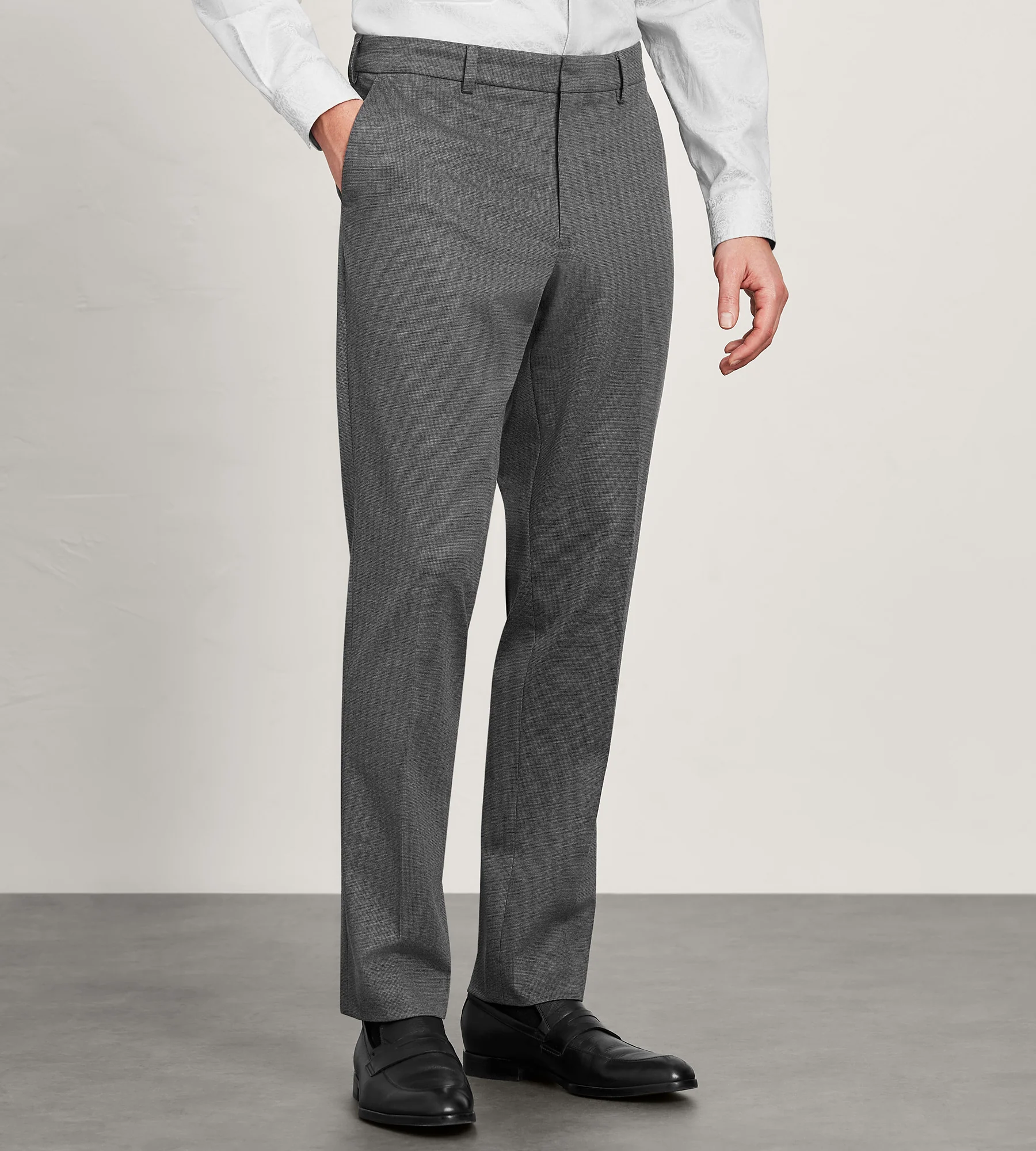 Modern Fit Knit Micro Check Print  Dress Pant