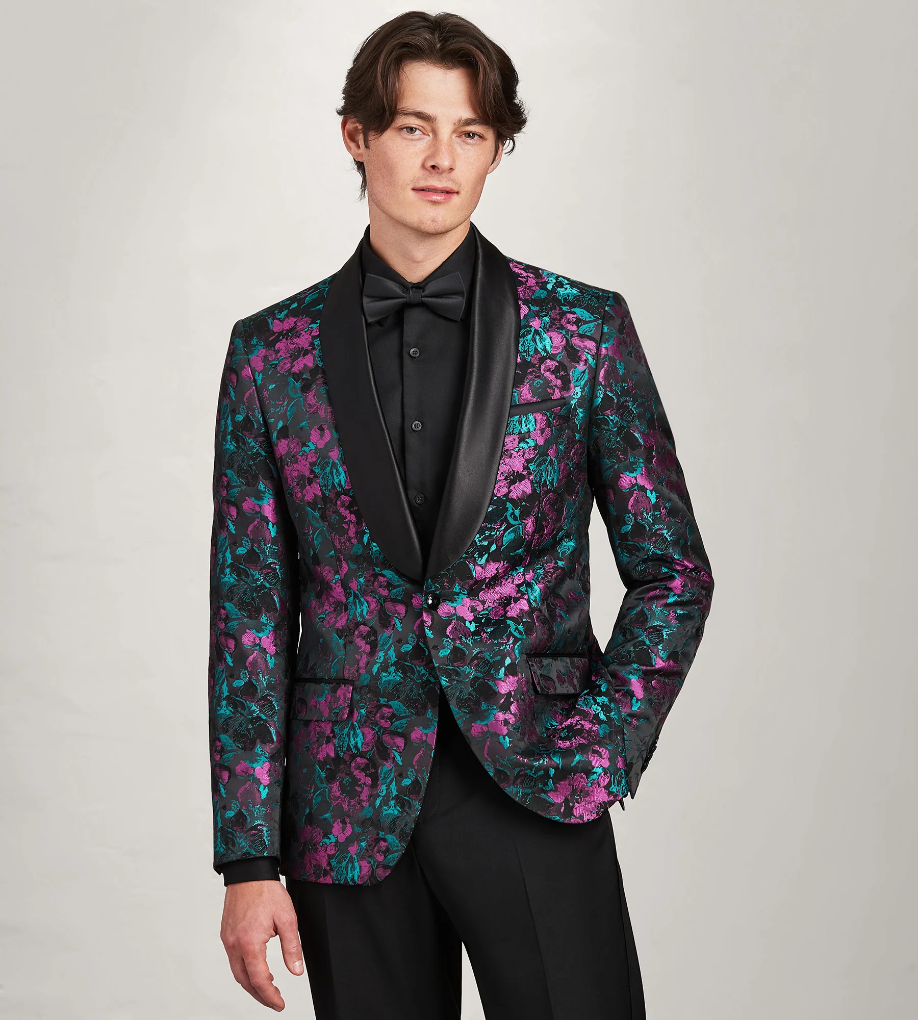 Modern Fit Purple Jacquard Tuxedo Jacket