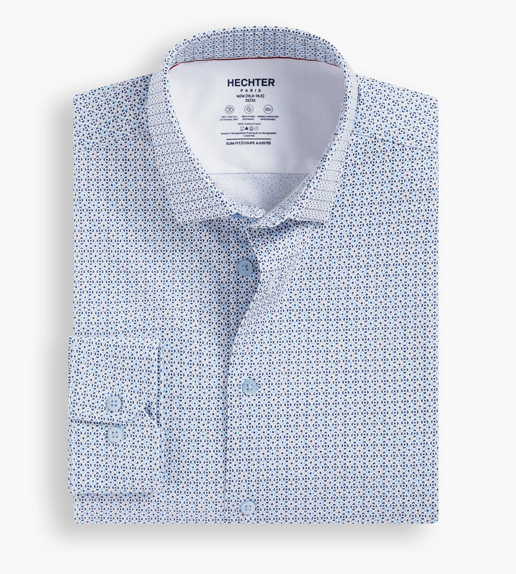 Slim Fit 360° Stretch Soft Touch Geo Print Jersey Dress Shirt