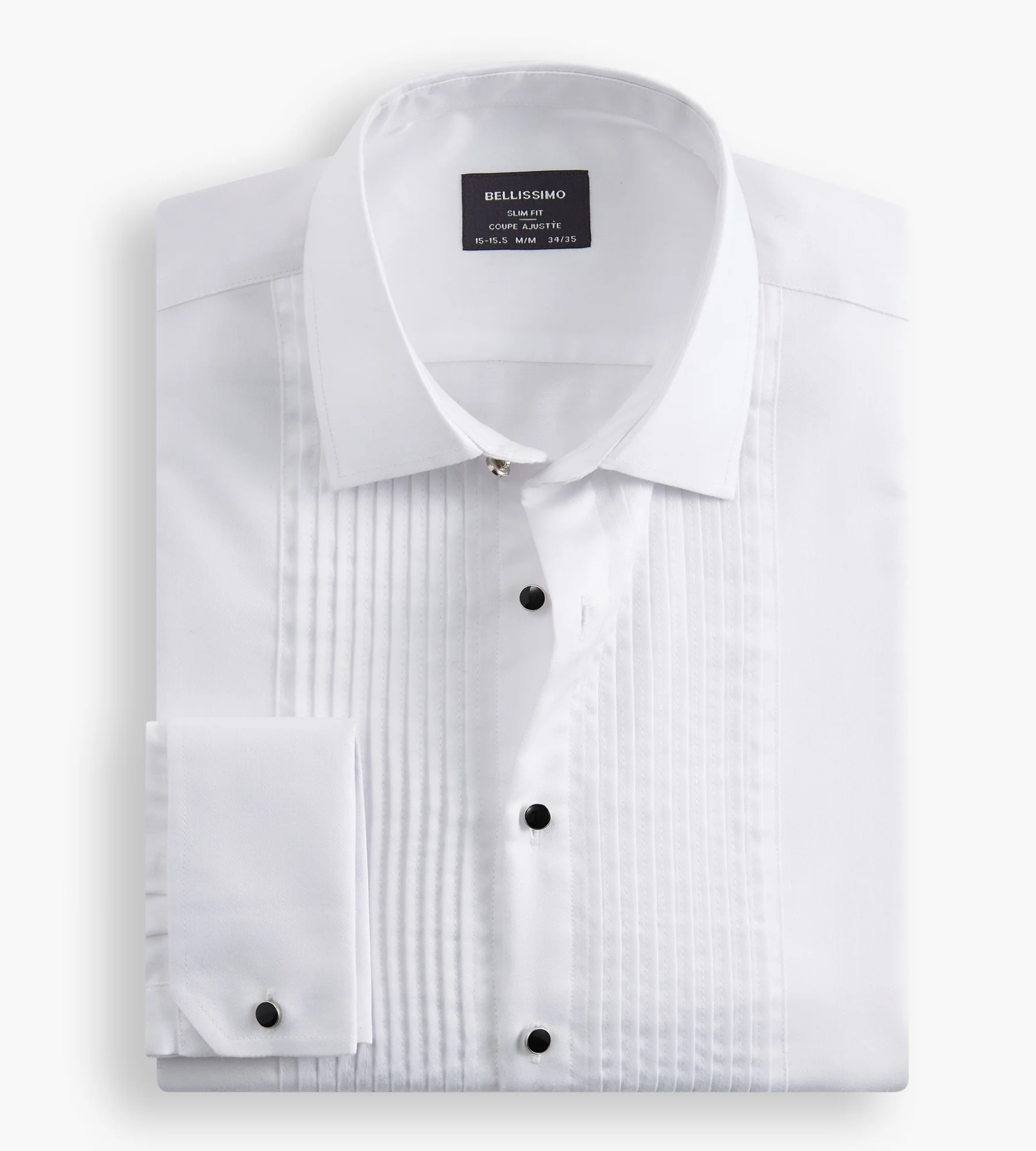 Slim Fit Non-Iron Pleated Tuxedo Sateen Dress Shirt