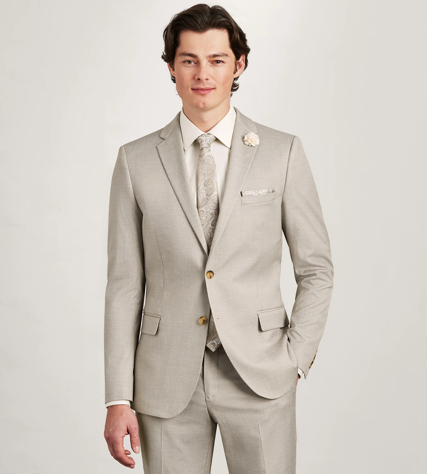 Modern Fit Tan Solid Suit Jacket