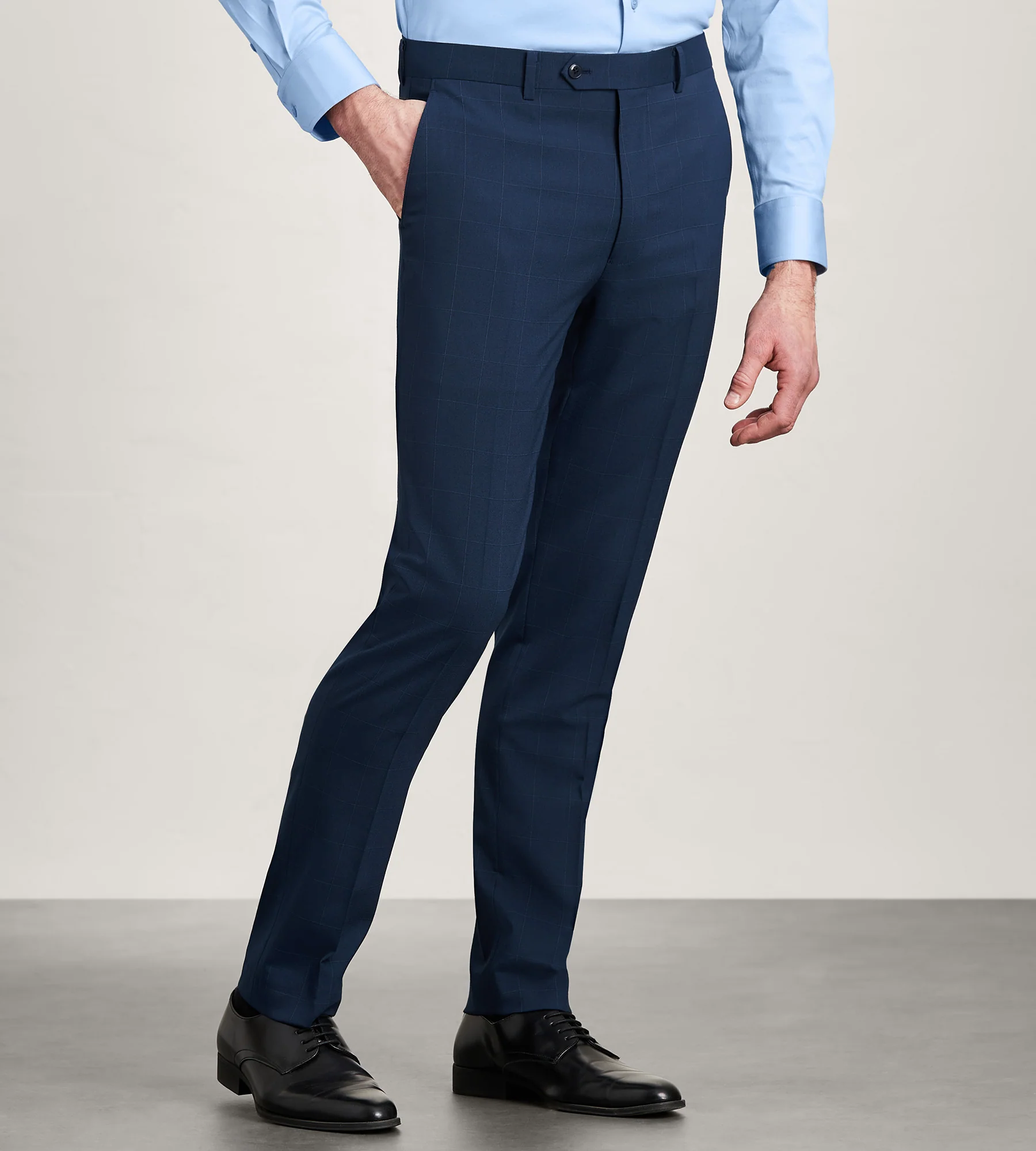 Slim Fit Blue Windowpane Suit Pants