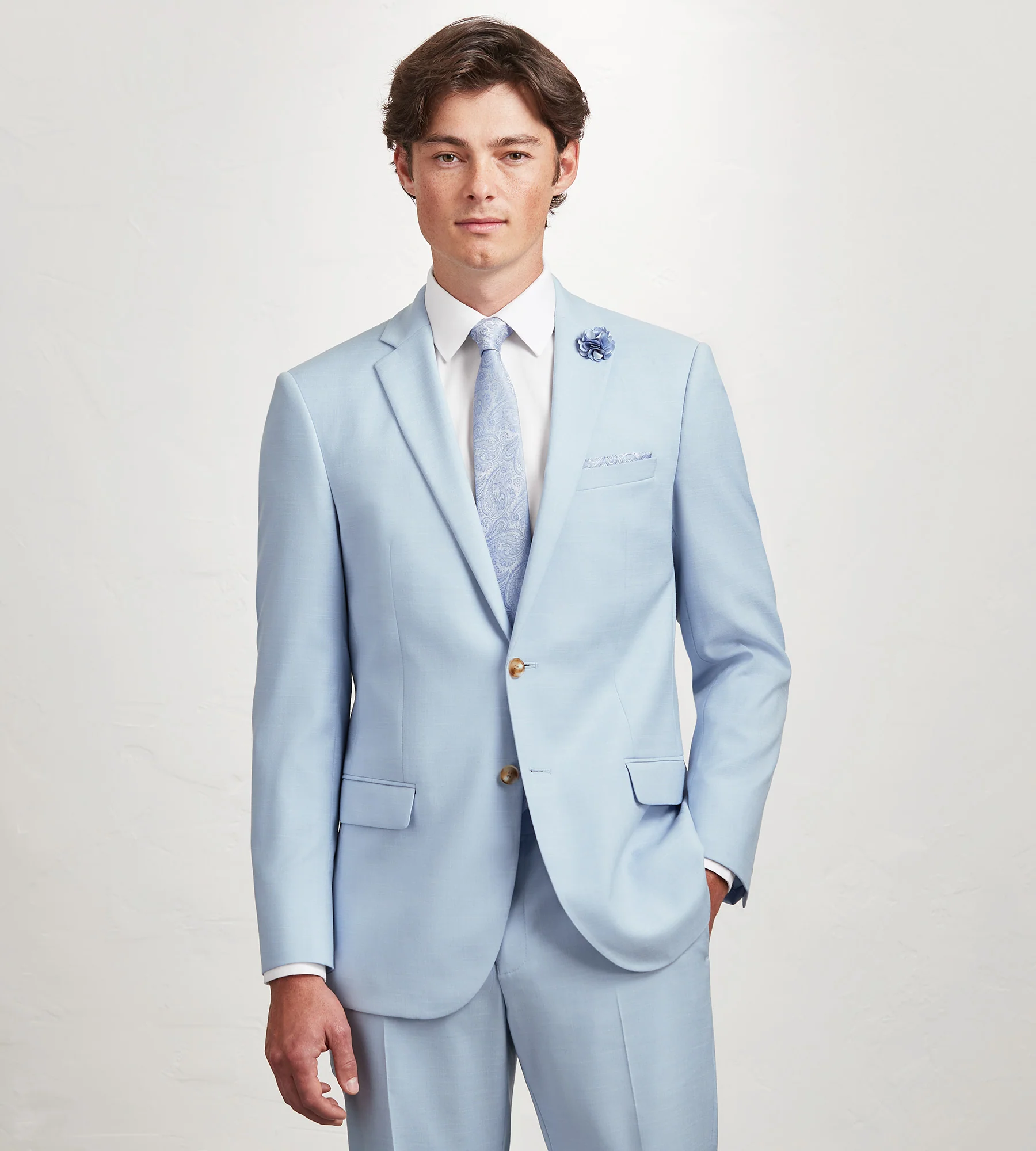Slim Fit Light Blue Solid Suit Jacket