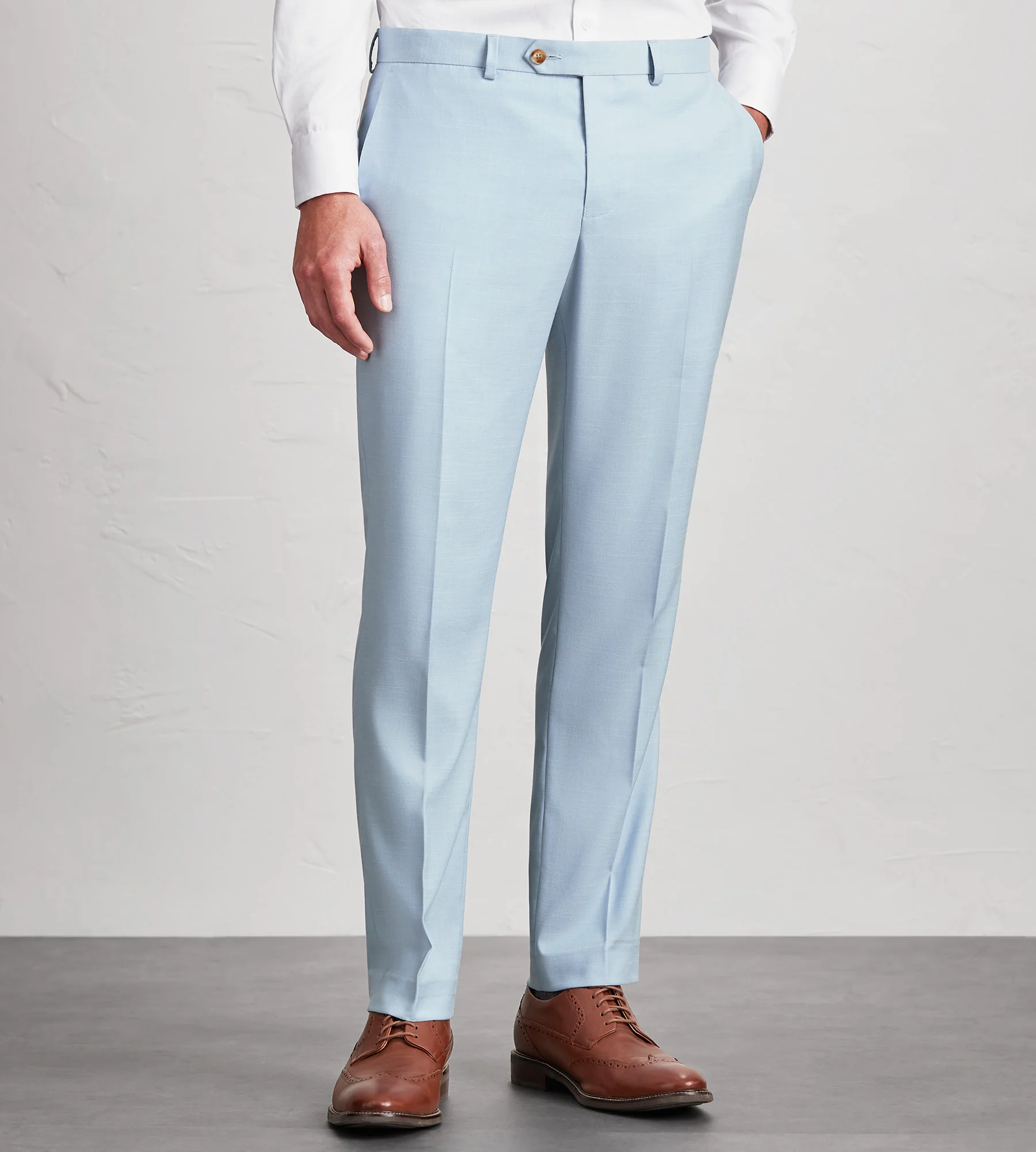 Slim Fit Light Blue Solid Suit Pants