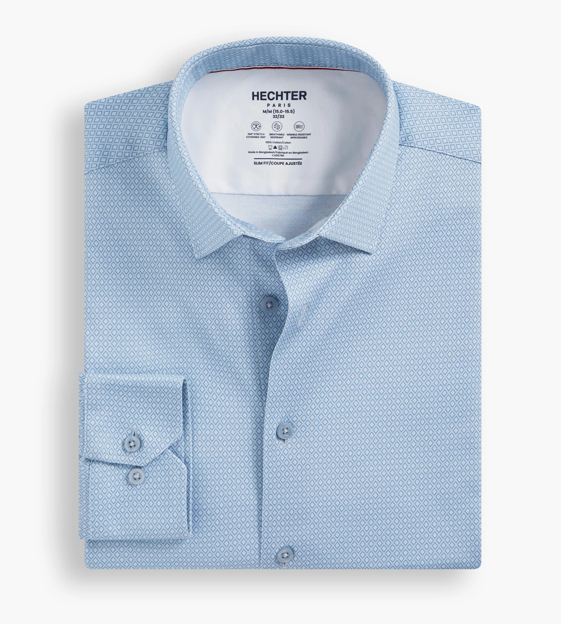 Slim Fit 360° Stretch Soft Touch Geo Print Jersey Dress Shirt