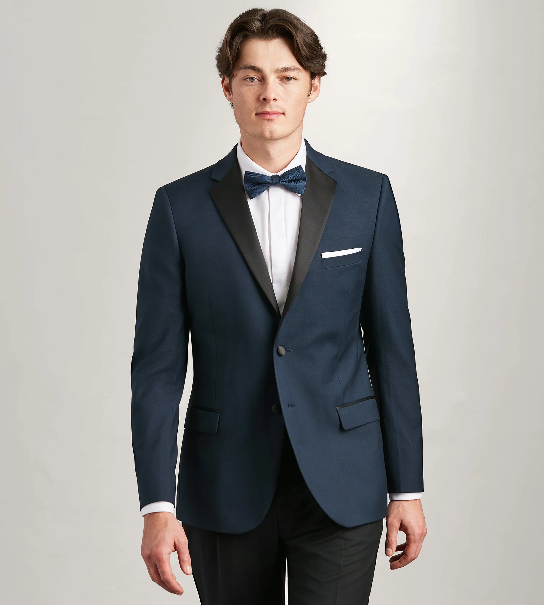 Slim Fit Navy Notch Lapel Solid Tuxedo Jacket
