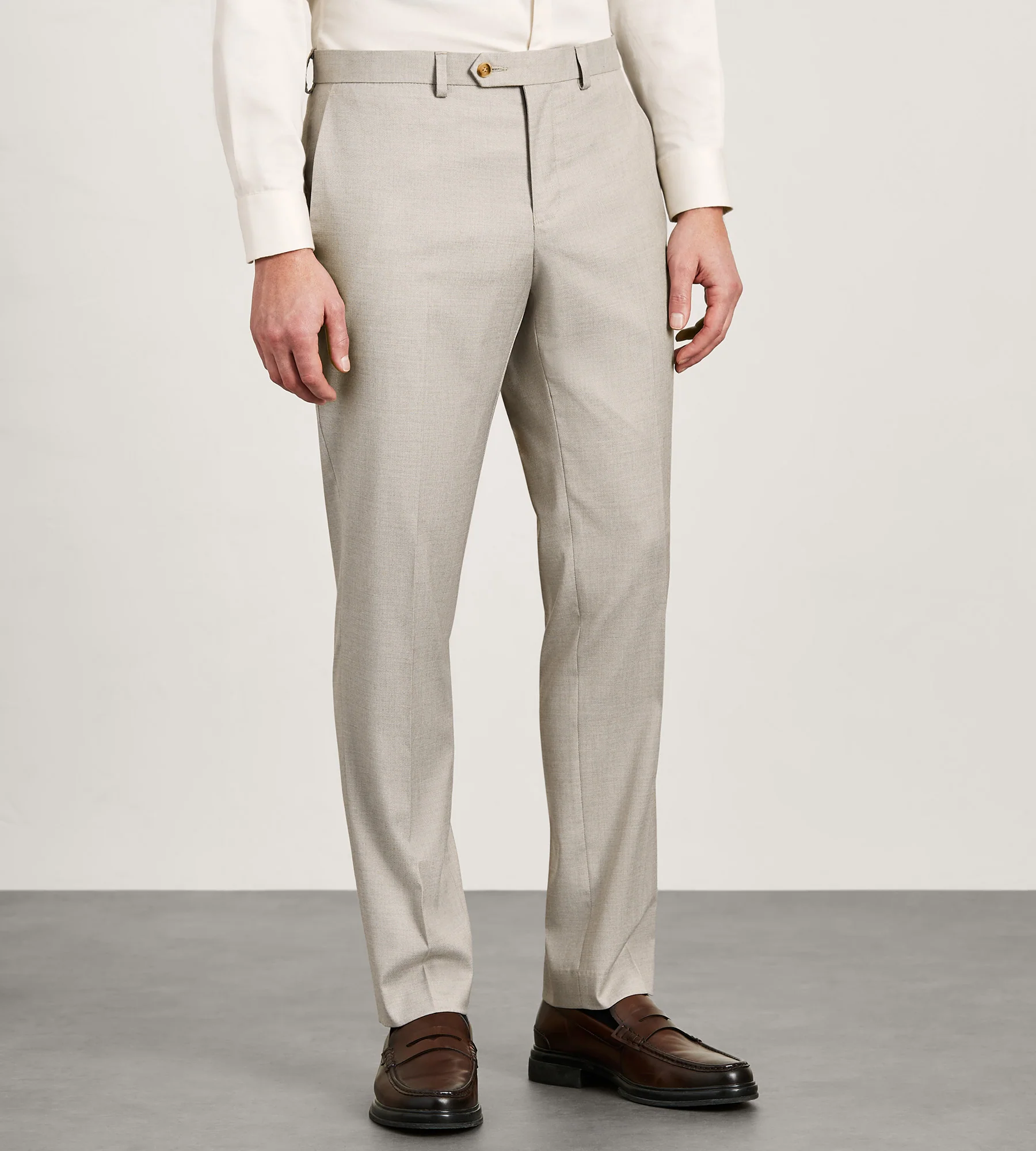 Slim Fit Tan Solid Suit Pants