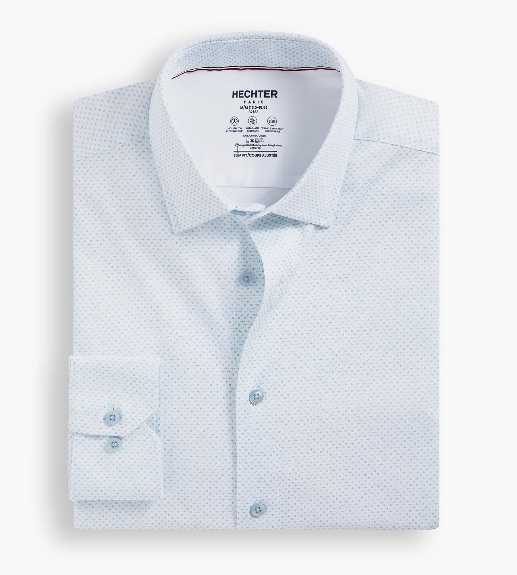 Slim Fit 360° Stretch Soft Touch Geo Print Jersey Dress Shirt