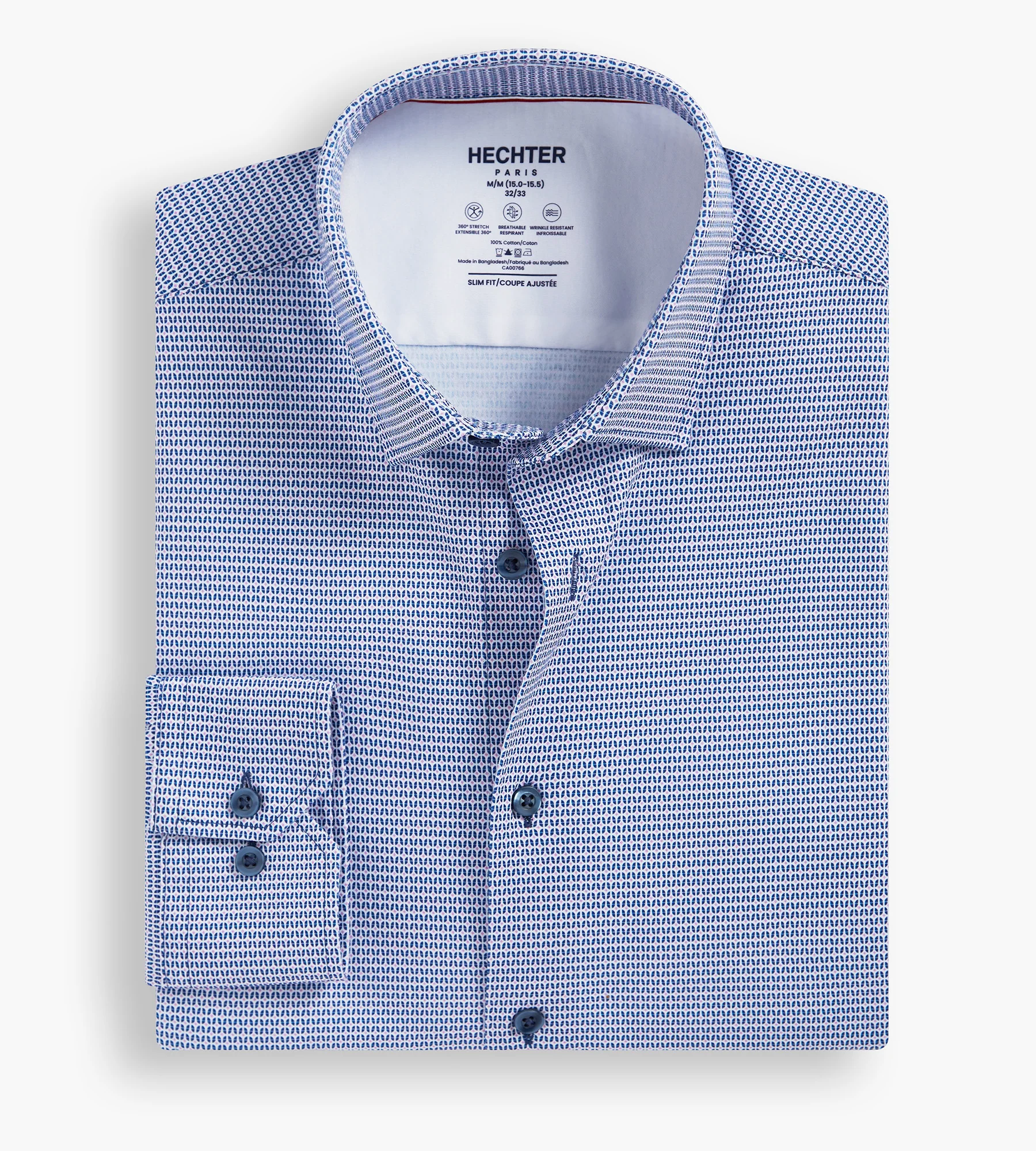 Slim Fit 360° Stretch Soft Touch Geo Print Jersey Dress Shirt