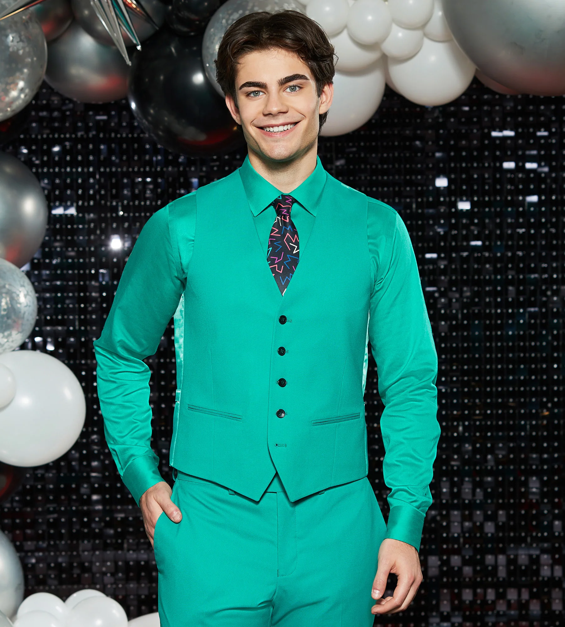 Bright Green Solid Suit Vest