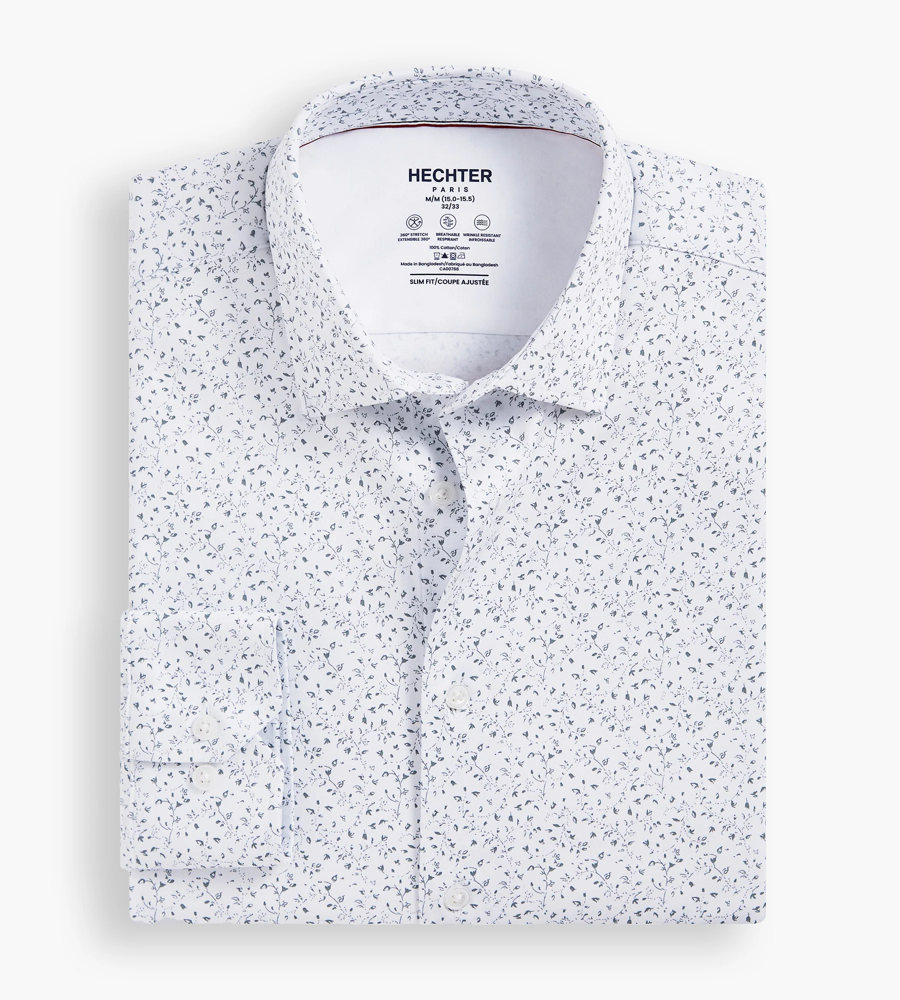 Slim Fit 360° Stretch Soft Touch Botanical Print Jersey Dress Shirt